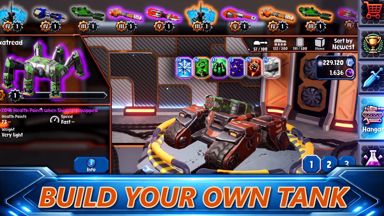 Hangar: build your own tank from chassis and weapon parts